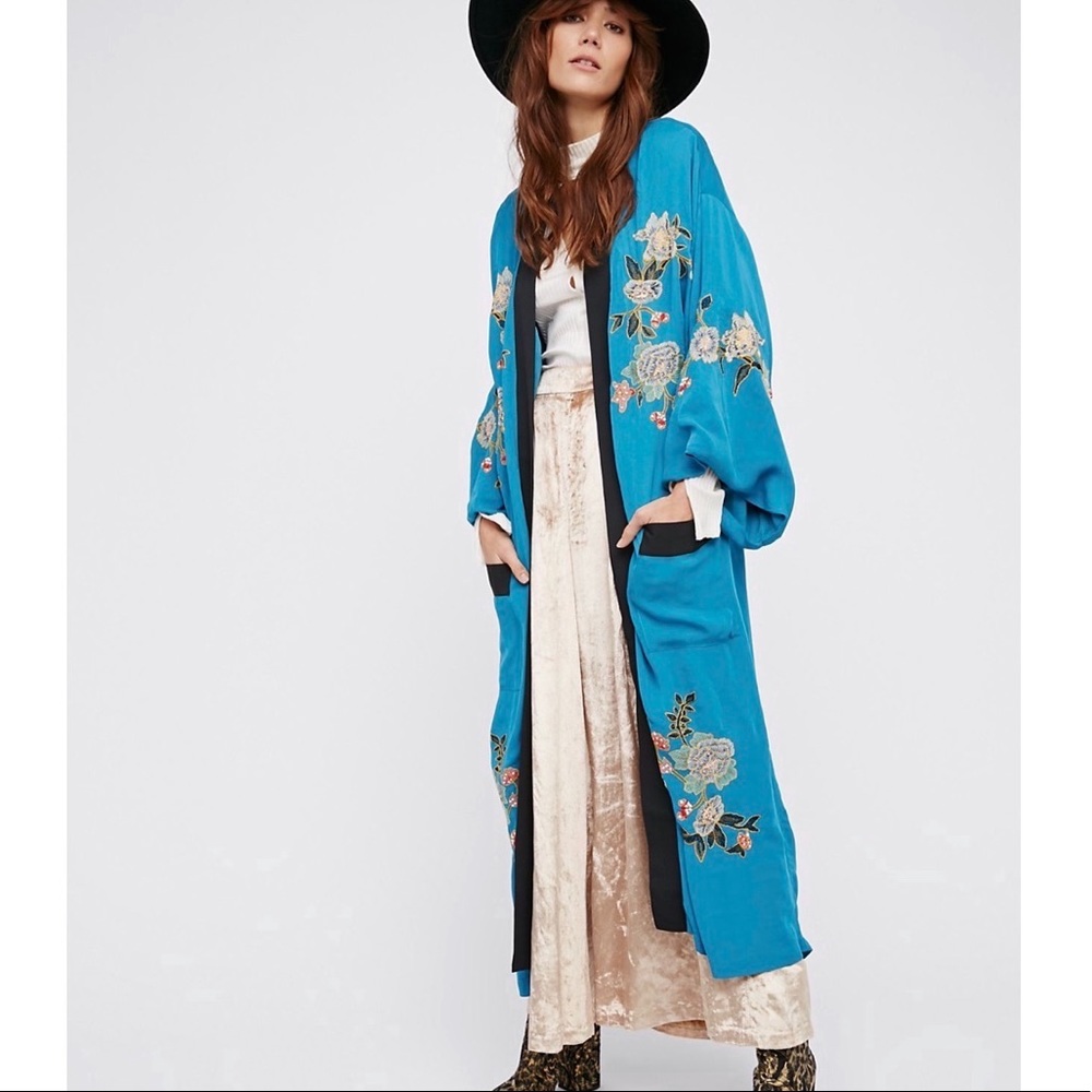 NWT Free People Sold Out Turquoise Kimono